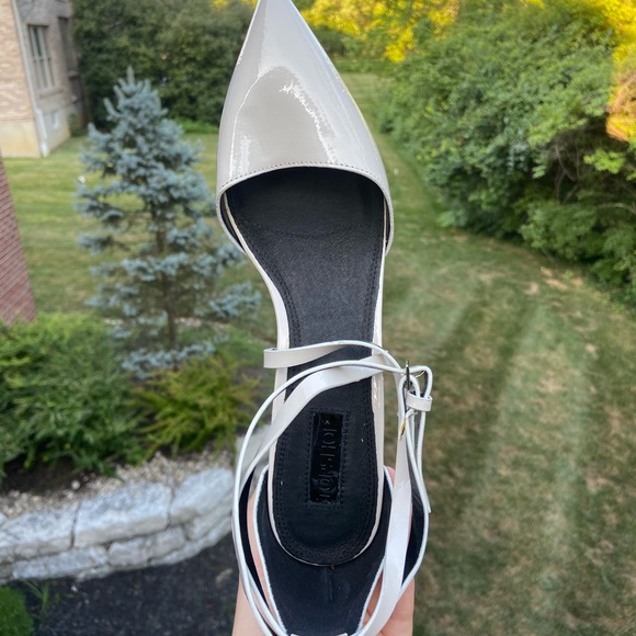 Topshop Strappy Cream Gray Block Heels Size 10 - Picture 5 of 5